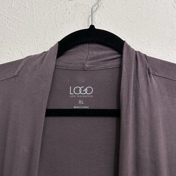 LOGO Lori Goldstein A272836 Open Front Colorblock Cardigan Contrast Pockets XL - Picture 7 of 12